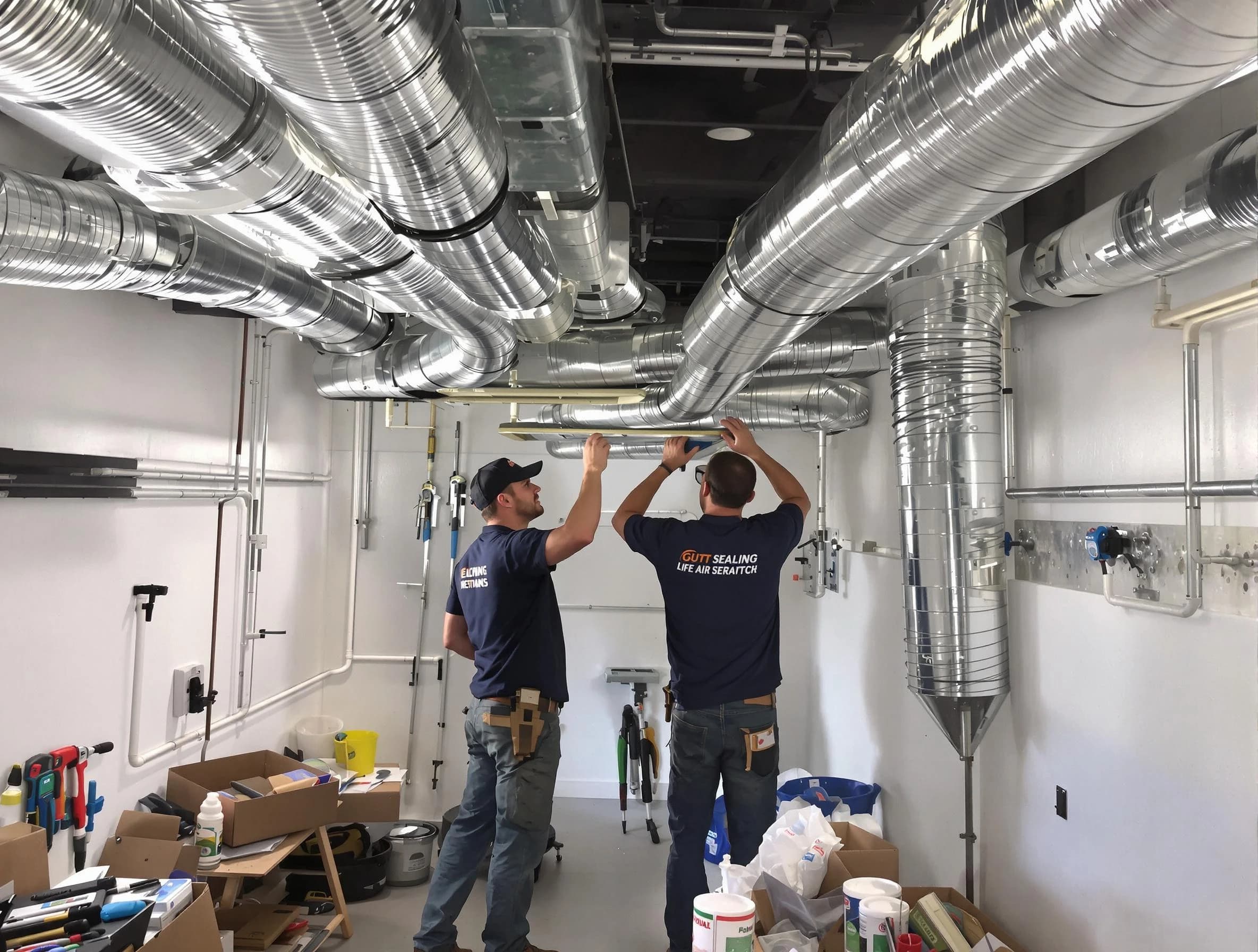 Santaquin Air Duct Cleaning technician applying professional duct sealing solutions in Santaquin