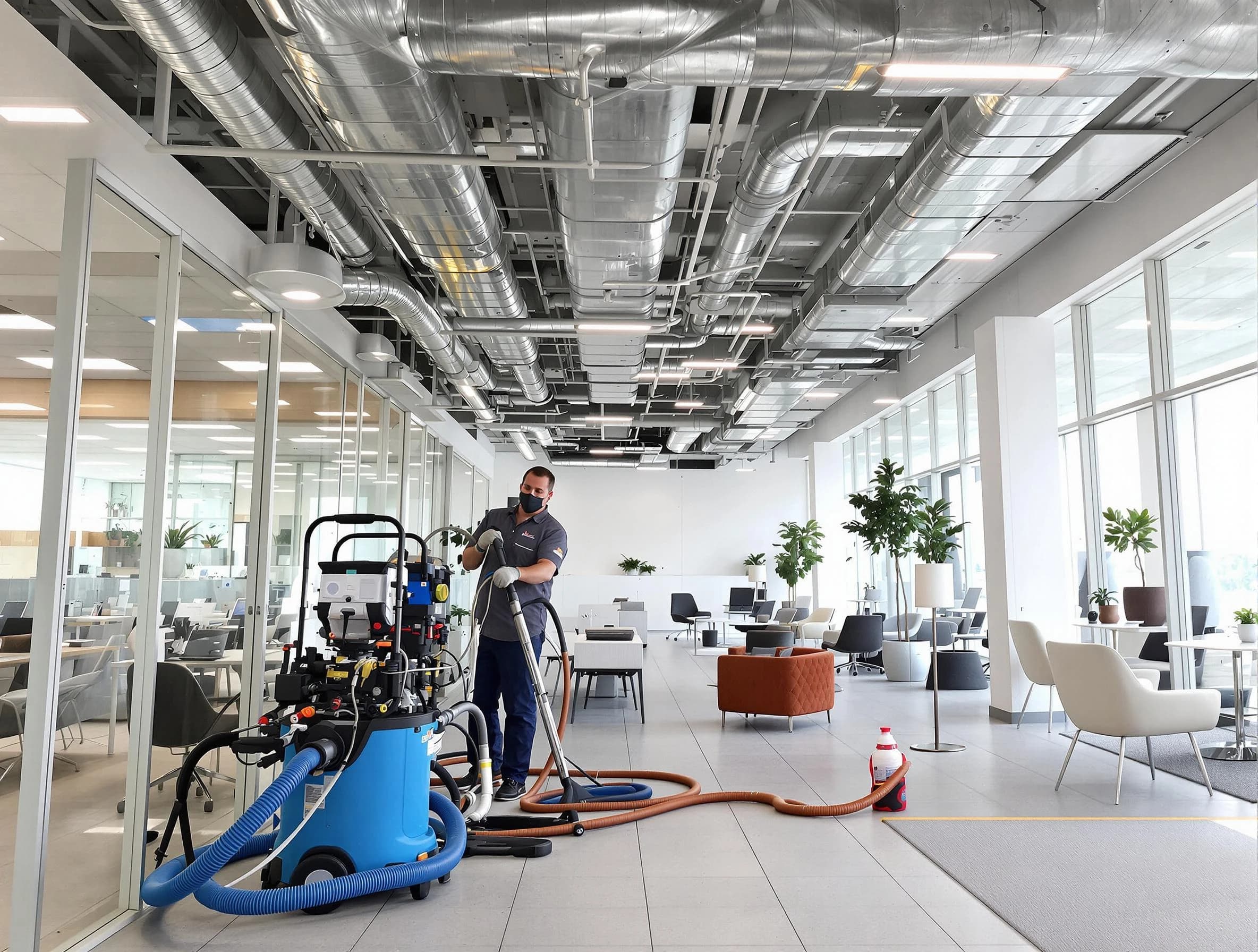 Santaquin Air Duct Cleaning team conducting comprehensive commercial duct cleaning at a business location in Santaquin