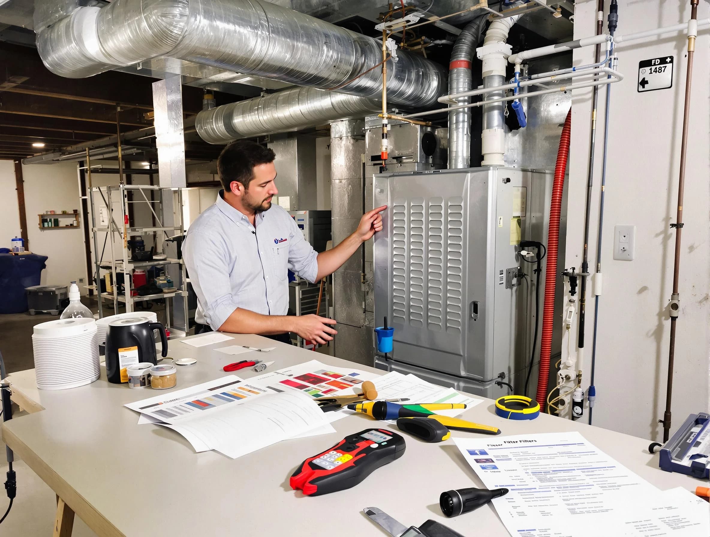 Santaquin Air Duct Cleaning inspector conducting detailed filter system evaluation using professional diagnostic tools in Santaquin