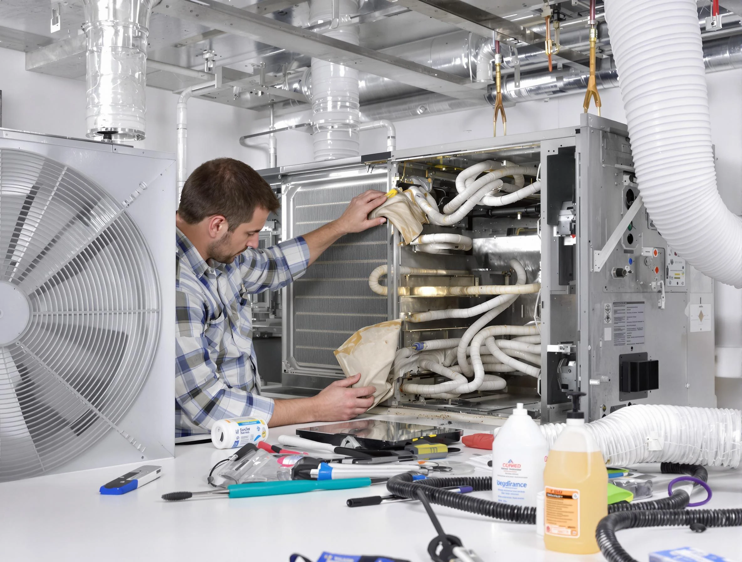 Santaquin Air Duct Cleaning specialist performing precision AC coil cleaning in Santaquin