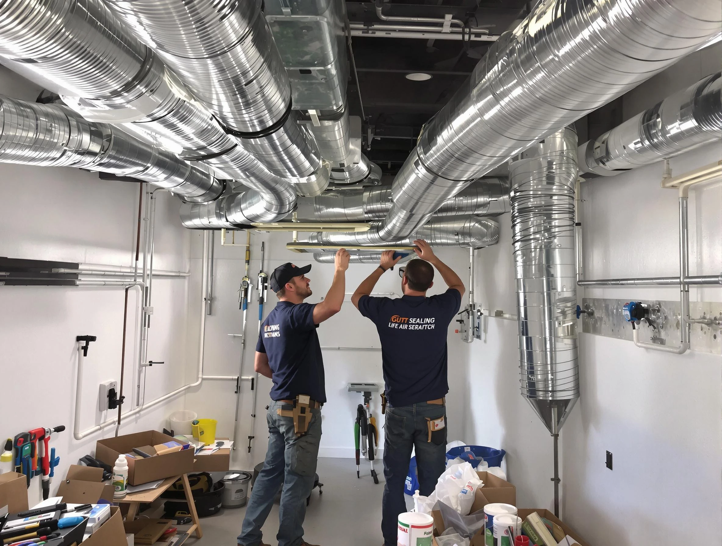 Santaquin Air Duct Cleaning technician applying professional duct sealing solutions in Santaquin